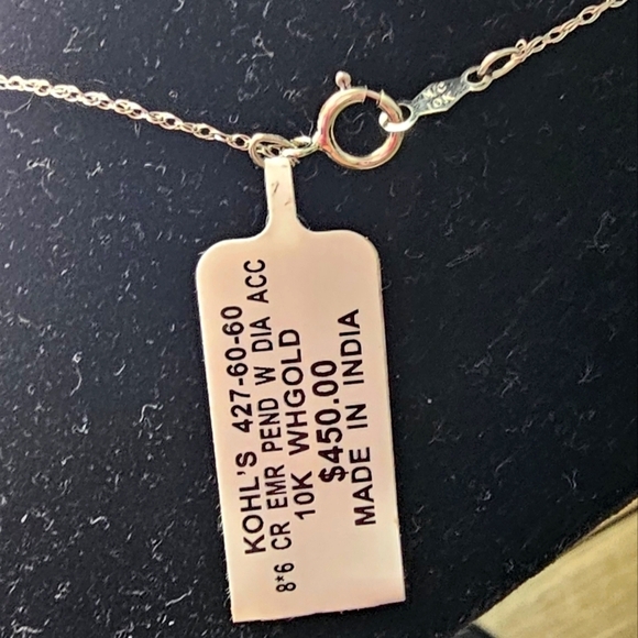 10K Gold Lab Created Emerald Necklace with Diamond Accents - Picture 3 of 6